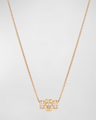 18K Pink Gold Possession Decor Palace Pendant Necklace with 25 Diamonds