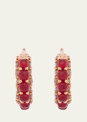 18K Pink Gold Ruby Streamflow Hoop Earrings