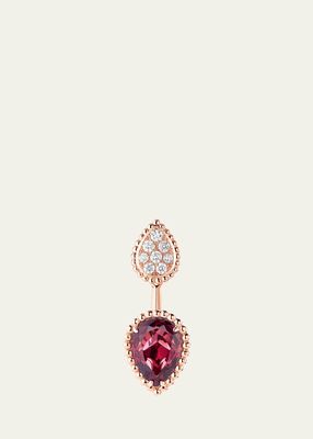 18K Pink Gold Serpent Boheme Rhodolite and Diamond Pave Earring, Single