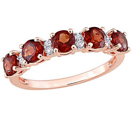 18K Plated Sterling 1.55 cttw Garnet & White To paz Ring