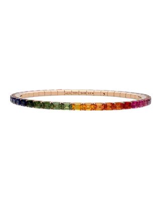 18k Rainbow Sapphire Stretch Tennis Bracelet