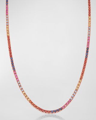 18K Rainbow Sapphire Tennis Necklace