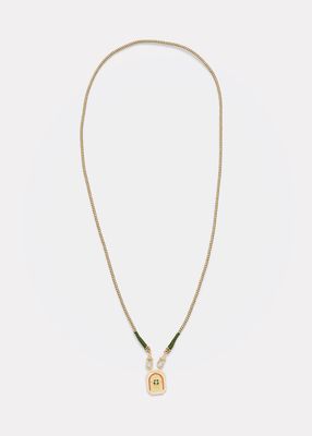 18k Rathi Link Chain Necklace with Mini Clover Pendant