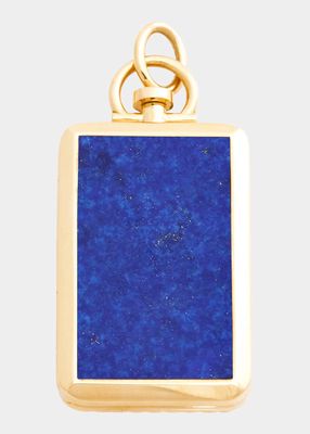 18K Rectangle Lapis Lazuli Barre Photo Locket Pendant