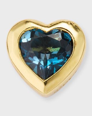 18K Rock Candy Caramella Heart Stud Earring in London Blue Topaz, Single
