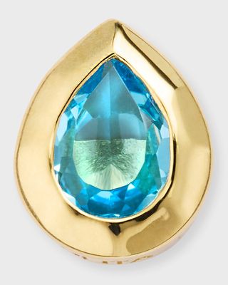 18K Rock Candy Caramella Teardrop Stud Earring in Swiss Blue Topaz, Single