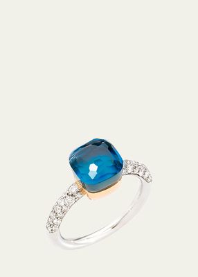 18k Rose and White Gold Ring with London Blue Topaz