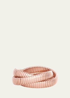 18K Rose Gold 3 Band Rolling Bracelet, 12mm