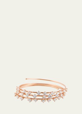 18k Rose Gold 3-Row Pave Diamond Wrap Bracelet