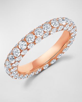 18k Rose Gold 3-Side Diamond Band Ring, Size 6