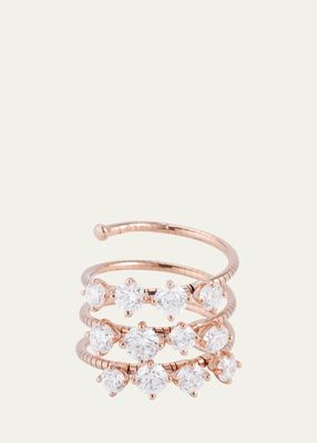 18K Rose Gold 3 Wrap Ring with Prong Set Diamonds