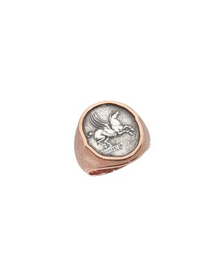 18K Rose Gold Ancient, Authentic Pegasus Coin Ring