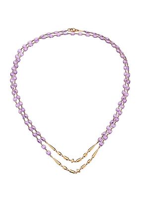 18K Rose Gold & Amethyst Beaded Double-Strand Long Necklace