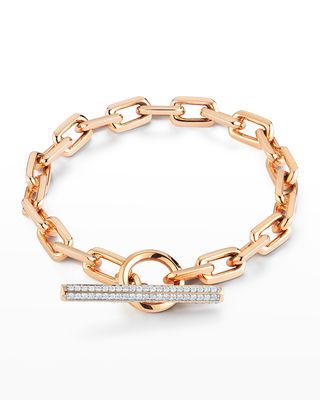 18K Rose Gold and Diamond Chain Link Toggle Bracelet