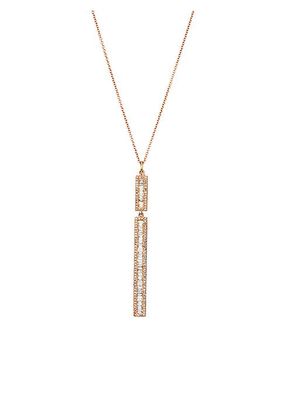 18K Rose Gold & Diamond Double-Bar Pendant Necklace
