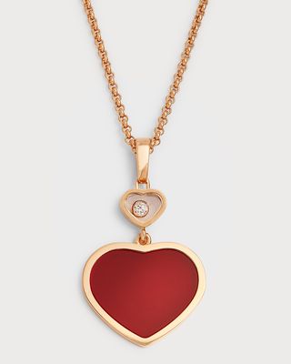 18K Rose Gold & Diamond Happy Hearts Pendant Necklace