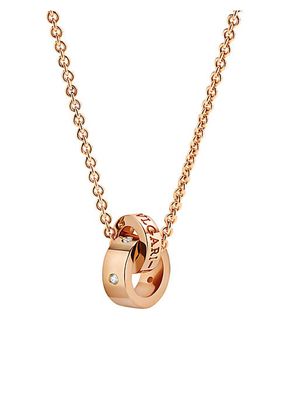 18K Rose Gold & Diamond Interlocking-Ring Pendant Necklace