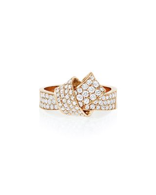 18K Rose Gold & Pave Diamond Knot Ring, Size 7