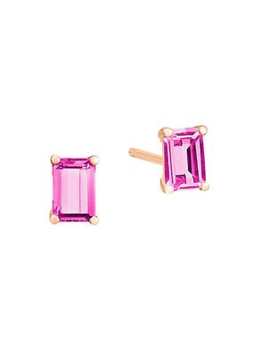 18K Rose Gold & Pink Topaz Stud Earrings