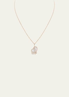 18k Rose Gold and Titanium Fiber Small Butterfly Pendant with Diamonds
