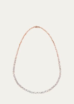18k Rose Gold Baguette Diamond Tennis Necklace