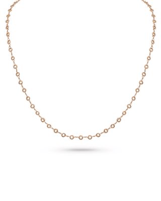18k Rose Gold Carved Ring Delicate Chain Necklace, 22"L