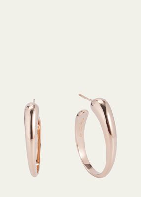 18K Rose Gold Catene Asymmetric Hoop Earrings