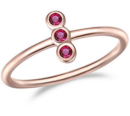 18K Rose Gold Clad Created Ruby Ring