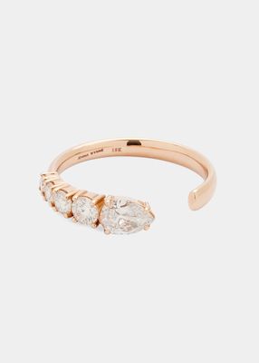 18k Rose Gold Connexion Diamond Open Band Ring, Size 6
