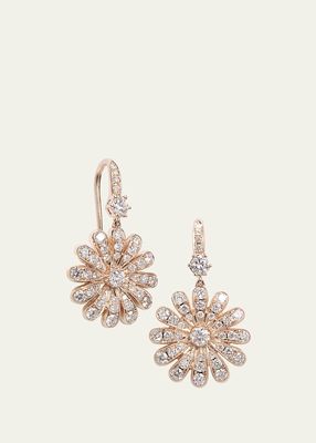 18k Rose Gold Daisy Drop Earrings with Diamonds