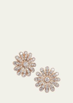 18K Rose Gold Daisy Earrings with Diamonds