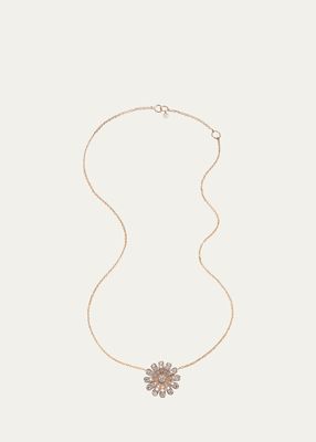 18K Rose Gold Daisy Pendant Necklace with Diamonds