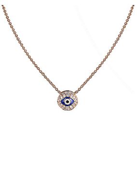 18K Rose Gold Diamond & Enamel Evil Eye Chain Necklace