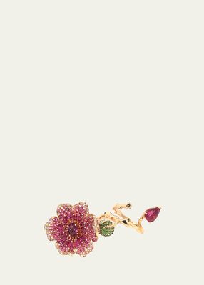18k Rose Gold Diamond and Mixed Stone Flower Ring