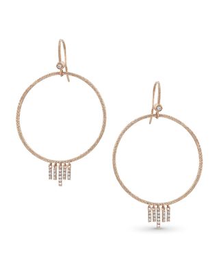 18k Rose Gold Diamond Chevron Drop Earrings