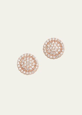 18k Rose Gold Diamond Disc Earrings