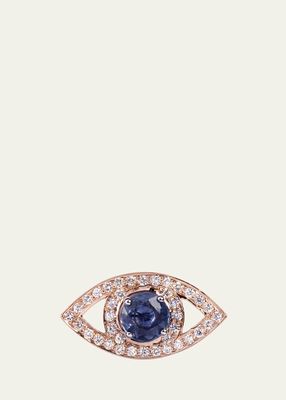 18K Rose Gold Diamond Eye Earring Halo, Single