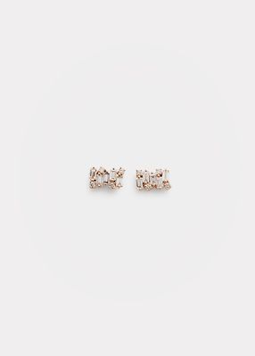 18K Rose Gold Diamond Fireworks Stud Earrings