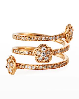 18k Rose Gold Diamond-Flower Coil Ring
