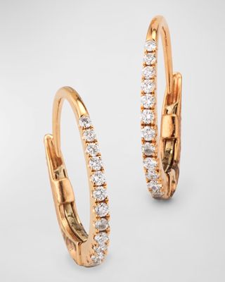18k Rose Gold Diamond Hoop Earrings