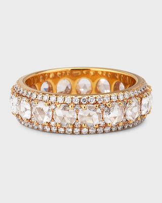 18k Rose Gold Diamond Ring w/ Pave Trim, Size 6