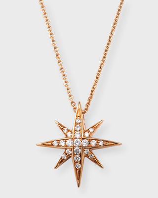18k Rose Gold Diamond Star Necklace