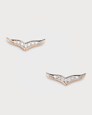 18K Rose Gold Diamond Wise Stud Earrings