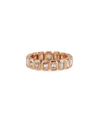 18k Rose Gold Emerald-Cut Diamond Ring, Size 6