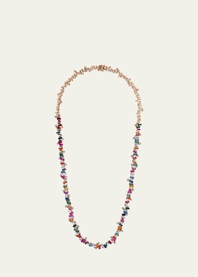 18k Rose Gold Fireworks Diamond & Sapphire Tennis Necklace