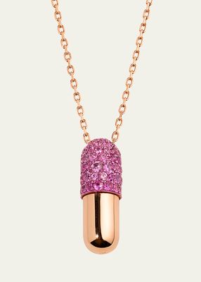 18K Rose Gold Grand Modèle Screw Pill Pendant with Pink Sapphires