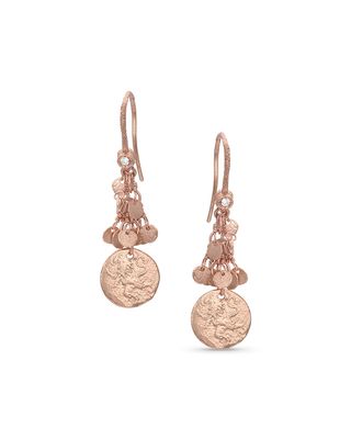 18k Rose Gold Griffin Coin Classic Fringe Earrings