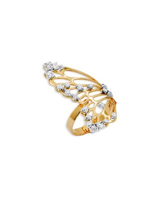 18k Rose Gold Half Butterfly Diamond Ring, 0.74tcw