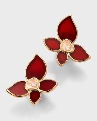 18k Rose Gold Happy Butterfly Carnelian Earrings