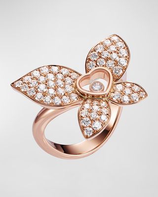 18K Rose Gold Happy Butterfly Diamond Ring, EU 53 / US 6.25